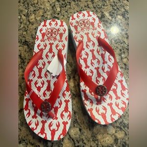 Tory Burch wedge flip flops size 9